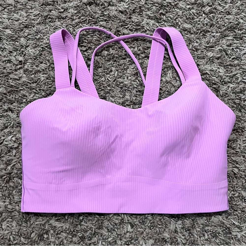 lululemon athletica like a cloud Pink Ribbed Strappy Sports Bra